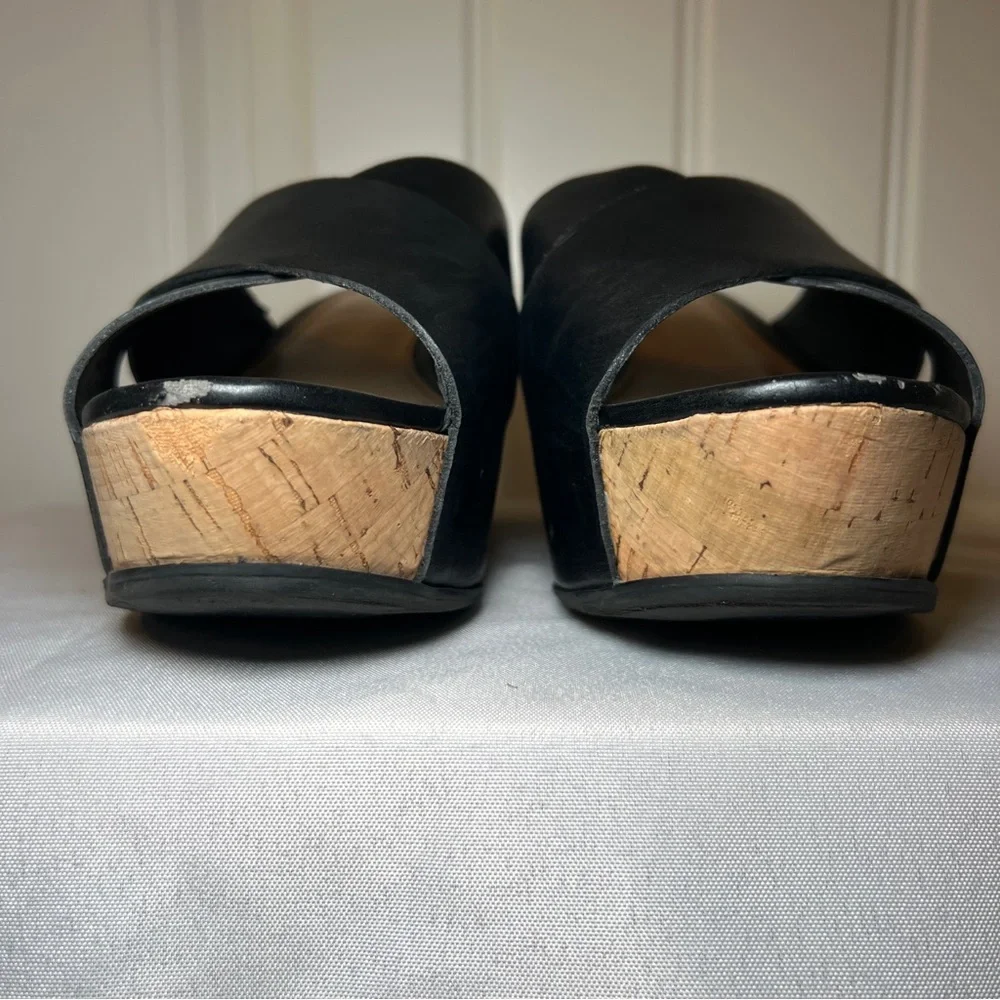 Franco Sarto‎ Women’s Black and Tan Wedge Platform Sandals Size 8M
